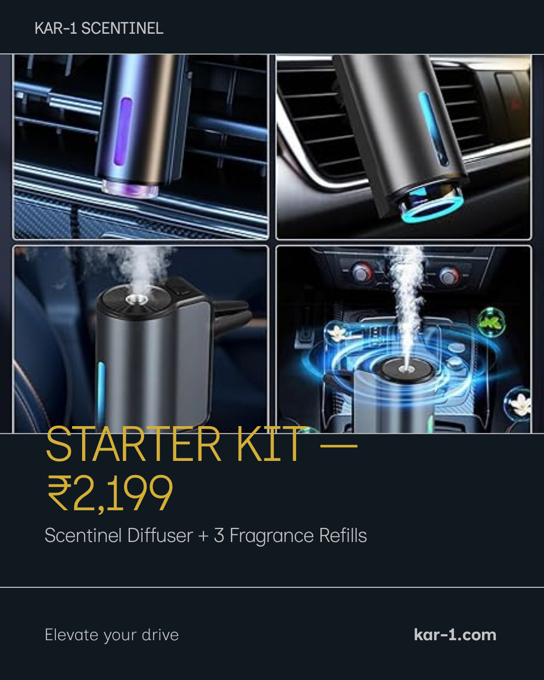 KAR-1 Scentinel Starter Kit bundle – diffuser and refill set at ₹2,199