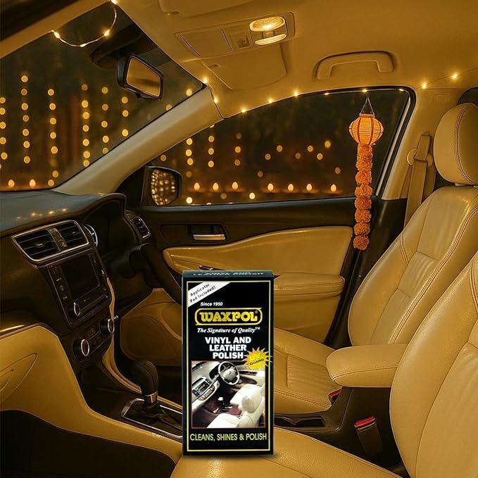 Waxpol Car interior polish | Leather High Shine Polish 125 ml for Car &amp; Bike Seats, Dashboard &amp; Leather Accessories