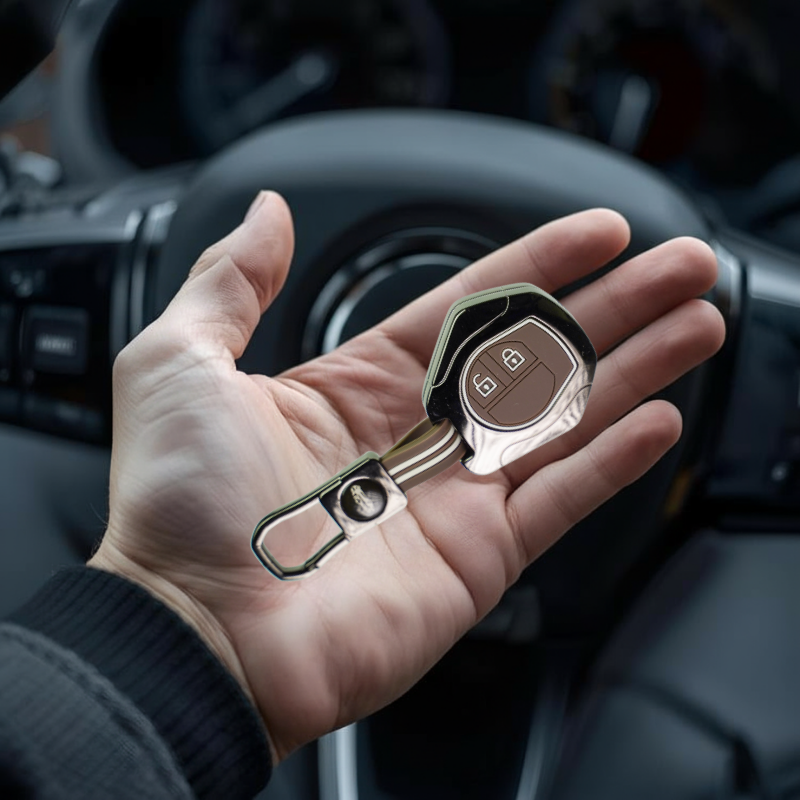 JERRATI CAR KEY Cover-MARUTI SUZUKI Key start/round metallic key cover