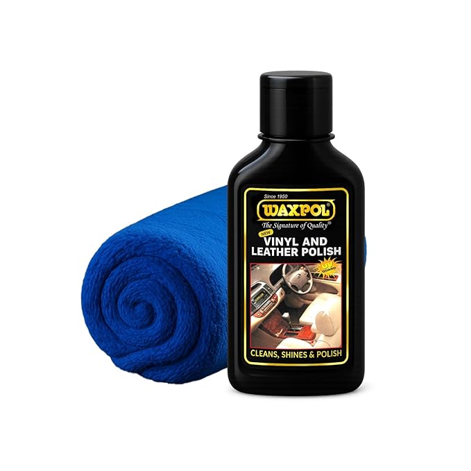 Waxpol Car interior polish | Leather High Shine Polish 125 ml for Car &amp; Bike Seats, Dashboard &amp; Leather Accessories